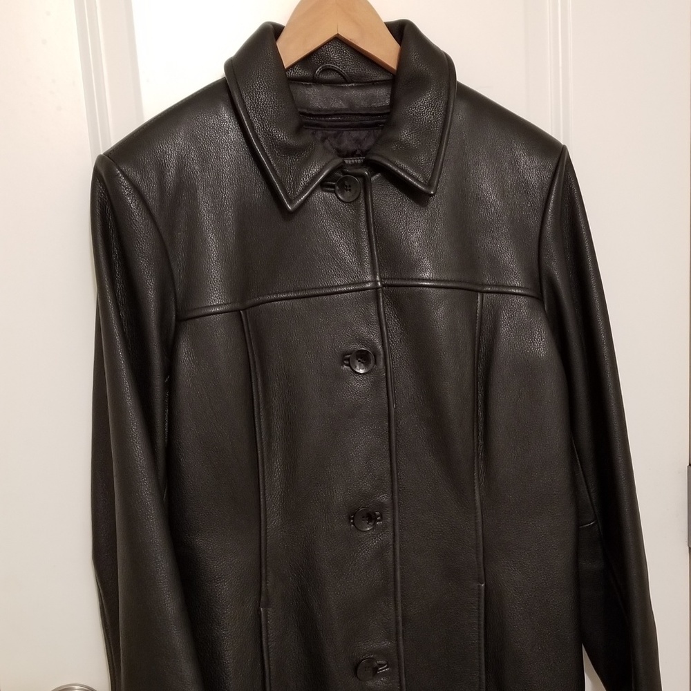 Button up leather jacket